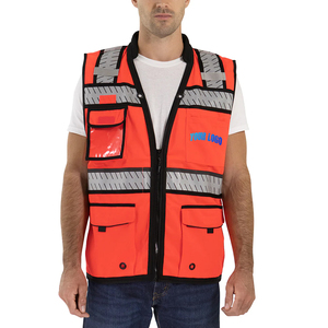 Veste de travail d'hiver haute visibilité, plusieurs poches, bande réfléchissante haute visibilité, LED clignotante, marque personnalisée, sécurité au travail - Product Image 4