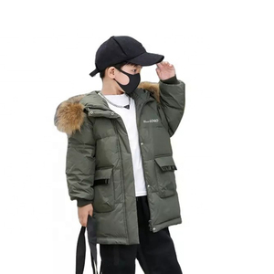 Parka d'hiver longue pour garçons avec fermeture à glissière Vêtements d'extérieur coupe-vent respirants et écologiques pour enfants - Product Image 1