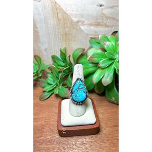 Zachariah David Blue Bird Turquoise & Sterling Silver <b>Adjustable</b> <b>Ring</b> Bezel Setting Inlay with Natural Gemstones Gift - Product Image 3