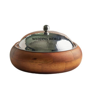 Qualité supérieure Fait à la main Designer Casserole Vaisselle Bois Métal Hotpot Style Minimaliste De Luxe En Métal Réchauffeur De Nourriture En Gros - Product Image 3