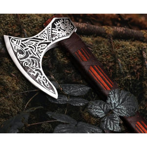 Tomahawk Burraq Personalizado de 19.5 Pulgadas, Acero de Damasco, Mango de Madera de Palisandro con Funda de Cuero, Regalo para Exteriores, Hecho a Mano, Grado Industrial - Product Image 2