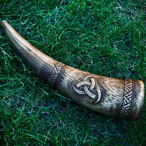 Cuerno natural tallado a mano del tatuaje Dark S, cuerno vikingo pulido para beber, estilo Animal tallado para la decoración del hogar - Product Image 4