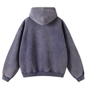 Sweat à capuche délavé à l'acide bases personnalisées sweats à capuche en coton mélangé pour homme Logo Oem fermeture éclair thermique surdimensionné respirant sweat à capuche vierge pour hommes - Product Image 2
