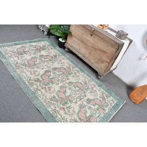 Alfombra clásica de lana verde Beige de 3,8x6,9 pies Vintage turco área grande rectángulo Patchwork diseño abstracto alfombra de látex para habitación de pasillo - Product Image 4