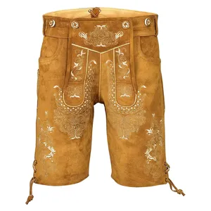 Field Expert Oktoberfest – short en cuir de haute qualité avec broderie jaune - Product Image 3