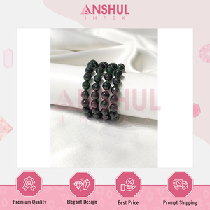 ผู้ผลิตชั้นนำของที่มีคุณภาพพรีเมี่ยมเรียบและขัดกำไลลูกปัดหยกสีเขียวยืด - Product Image 3