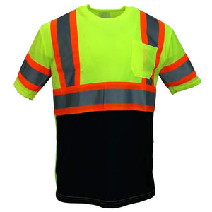 Custom Made Men's High Vis Safety <b>Work</b>-wear Short Sleeve Reflective Tshirt with <b>Waterproof</b> Feature Customizable Logo - Product Image 5