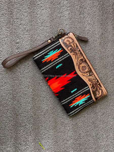 Nouveau sac à main en cuir usiné aztèque de Style traditionnel occidental sac à bandoulière coloré pour femmes et pochette de bracelet ensemble Combo Unique - Product Image 4