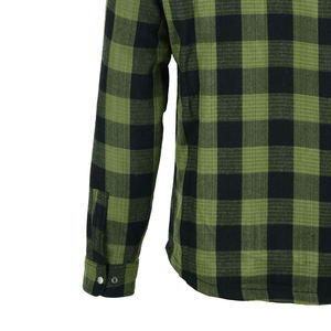 Chemise en flanelle à carreaux noir et vert néon pour moto, avec poches intérieures pour protections CE, grande taille, ignifuge et respirante - Product Image 4