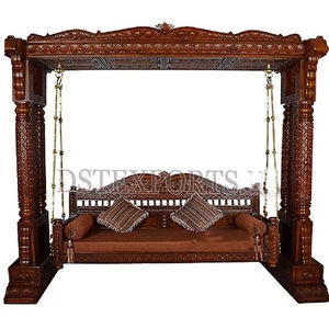 Balançoire traditionnelle indienne Jhula fabricant DST exportations acheter en bois sculpté à la main brun Jhoola salon dernière conception maison balançoire - Product Image 1