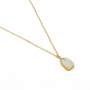 Tranche Howlite Gemstone Pendentif Véritable Or Électrolytique Minimaliste Collier Bijoux En Gros Approvisionnement - Product Image 2