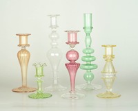 Ensemble de bougeoirs en verre soufflé à la main, porte-bougies coniques colorés, faits à la main, décoration de table de mariage égyptienne, vente en gros
