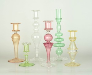 Hand Blown <b>Glass</b> <b>Candlestick</b> Holders Set Colored Taper Candle Holder Handmade Egyptian Wedding Table Decor Wholesale - Product Image 1