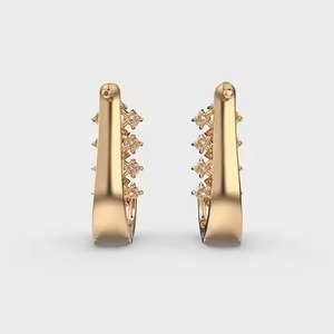 Boucles d'oreilles clous en or 14 carats au design simple pour femmes avec diamants ronds de laboratoire, cadeau pour femmes - Product Image 4