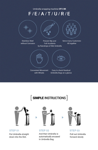 Para días lluviosos, diseño de inserción suave, bolsas para paraguas incluidas, envoltorio para paraguas mojado, envoltura sin contacto, soporte estable para suelo. - Product Image 2