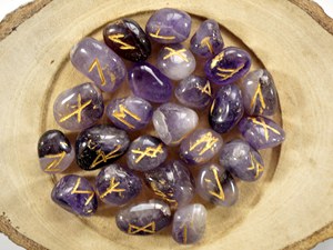 เซ็ตพลอยสีม่วงธรรมชาติคริสตัลบำบัด25ชิ้นรูปทรงลูกบาศก์สลักตัวอักษรเรกินำพลอยหลวมมาก - Product Image 4