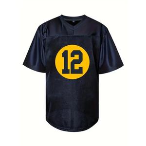 Camiseta retro de fútbol americano para hombre, camiseta de malla transpirable con bordado de cuello en V, ropa deportiva de talla grande para el verano - Product Image 1