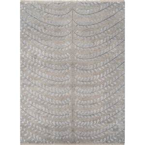 Tapis en laine et soie de bambou noué à la main gris pansy et noir, motif floral GSB-1501 pour usage domestique - Product Image 1