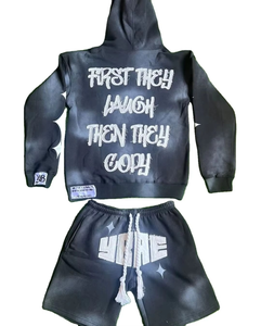 Manufacturer High Quality Mid-Weight <b>Hoodie</b> and Shorts Clothing Set Embroidery Woven Tag Drawstring Print <b>Men</b> Custom Tracksuits - Product Image 4