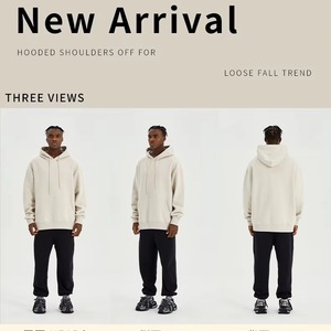 Sweat à capuche pour hommes 500Gsm Puff Printing Design personnalisé Fabricants de sweats à capuche surdimensionnés 100% coton Noir Sweats à capuche lourds pour hommes - Product Image 2