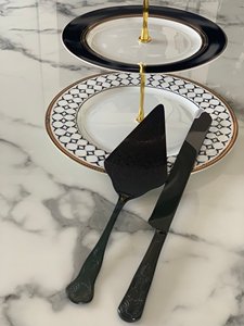 Luxury Black <b>Etching</b> Design Cake Server & Knife Set in Best Price From Indian Manufacturer - Product Image 2