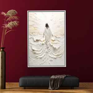 Elegant Printed Canvas Art: Spiritual Light Walk Abstract Decor,White <b>Framed</b> - Product Image 1
