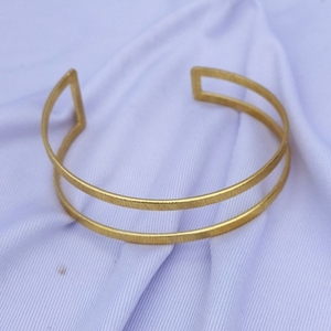 Handmade Classic Gold Plated Brass Cuff Bracelets Geometric Shape Patterned <b>Bangles</b> - Product Image 5