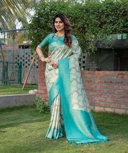 Saris indiens pour femmes, vêtements de fête, tissu en soie georgette, conçu pour la mariée moderne - Product Image 1
