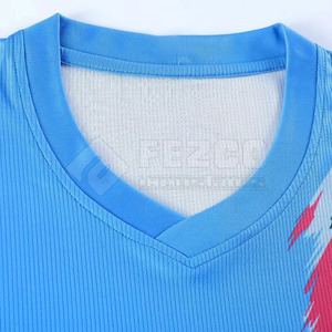 Custom Men's Soccer Jersey Set Blue <b>Red</b> Geometric Print Short Sleeve V-Neck 100% Polyester Moisture Wicking Regular Fit - Product Image 2
