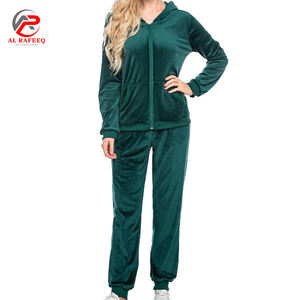 Logo personnalisé Automne Hiver 2026 Survêtements en velours pour femmes Haut long à capuche avec jogger Ensemble Survêtements - Product Image 5