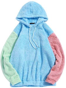 Sudadera con capucha de lana con manga de Sherpa con logotipo personalizado OEM, Sudadera con capucha peluda de varios colores personalizada, sudaderas con forro de Sherpa unisex - Product Image 6