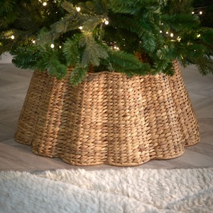 Scallop Water Hyacinth <b>Christmas</b> <b>Tree</b> Collar Handwoven Natural Fiber <b>Tree</b> <b>Skirt</b> Eco Friendly Holiday Decor - Product Image 5