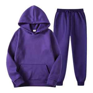 Conjunto de dos piezas deportivo informal al por mayor, chándal de lana bordado, pantalones de chándal de pierna ancha de cintura alta, Top corto, sudadera holgada - Product Image 4