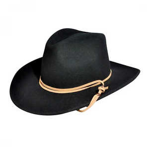 Sombrero de vaquero de lana negra con ala ancha, unisex, para adultos, informal, para exteriores, primavera y otoño, 56-58 cm - Product Image 1