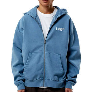 เสื้อฮู้ดซิปผู้ชายผ้าคอตตอนหนานุ่ม พร้อมซิปคู่ ปักโลโก้ ลายพิมพ์ฤดูหนาว ปักลายตามสั่ง แบบเปล่า - Product Image 1