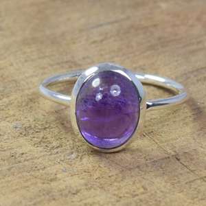 Oval Amethyst 925 Sterling Silver Ring Handmade February Birthstone Gemstone Jewelry Elegant <b>Gifts</b> Women - Product Image 6