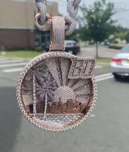 Iced Out VVS Moissanite Baugette & Round Diamond Hip Hop Jewelry Pendant para hombres 925 Sterling Silver - Product Image 3