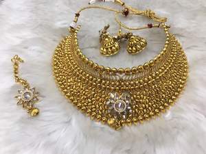 Fabricant indien bijoux de mariée à la mode pour mariage en turquie ensemble de collier long avec boucles d'oreilles pour femmes charme prêt à expédier - Product Image 6