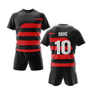 Uniforme de maillot de football américain respirant noir de haute qualité vêtements de rugby surdimensionnés avec stock cousu brodé - Product Image 3