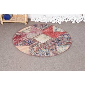 Alfombra de lana hecha a mano moderna, diseño de retazos rojo y azul, área rectangular grande (330x330 pies), forro de látex, felpa viscosa para pasillo - Product Image 1