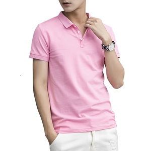 Chemise pour homme en tricot anti-rides de couleur rose à manches courtes, marque personnalisée, fabrication directe en usine, prix de gros, export - Product Image 5