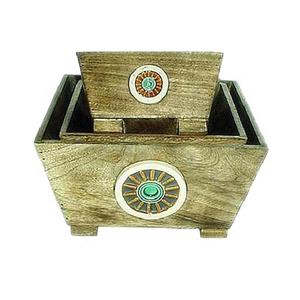 Juego de macetas de madera Vintage artesanales hechas a mano de alta calidad diseño moderno decoración de escritorio única gran oferta artículo al por mayor - Product Image 3