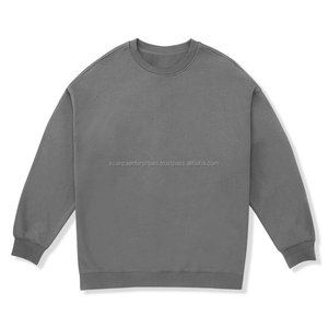 Sweat-shirt ras du cou en éponge française épais unisexe Coton mélangé Basics Brodé Technique Hiver Épaule surdimensionnée Basique - Product Image 5