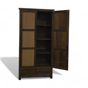 การออกแบบตกแต่งภายในบ้านตู้เสื้อผ้าไม้ในตู้เสื้อผ้าไม้สักและหวายที่ยังไม่เสร็จสําหรับเฟอร์นิเจอร์เตียง - Product Image 3