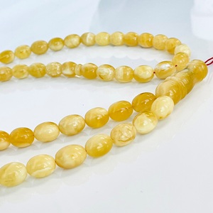 White Amber Oval Beads Islamic Prayer Beads 66 Made of White and Yellow Baltic Amber, <b>Rosary</b> Amber - Product Image 4