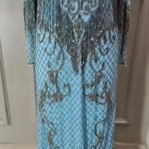 ชุดเดรสปาร์ตี้แต่งงานประดับด้วยลูกปัด Gatsby สีน้ำเงินแพลตตินัม1920S กระโปรงยาวสง่างามประดับด้วยการปักขนาดใหญ่พิเศษ (ไซส์ใหญ่พิเศษ) - Product Image 2