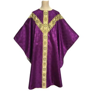Marian chasuble ผ้าปักด้ายสีเงินชุดคริสตจักรทำด้วยมือในปากีสถาน - Product Image 1