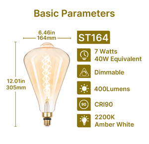 Ampoule LED vintage en ambre <span class=keywords><strong>Edison</strong></span>, filament flexible doré, alimentation AC intérieure, ampoule à filament en spirale, lumières décoratives, utilisation pour café - Product Image 4