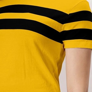 Nueva Camiseta de Moda para Mujer, Personalizada, de Algodón a Rayas, de Manga Corta, Cuello en V, Estampado de Leopardo, Corte Regular, Informal, Ecológica - Product Image 4