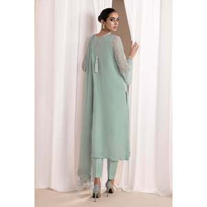 Conjunto de Traje de Mujer en Chifón Bordado con Manga Tres Cuartos, Cuello sin Solapa, Estilo Elegante, Tela Transpirable-PR-842 - Product Image 2